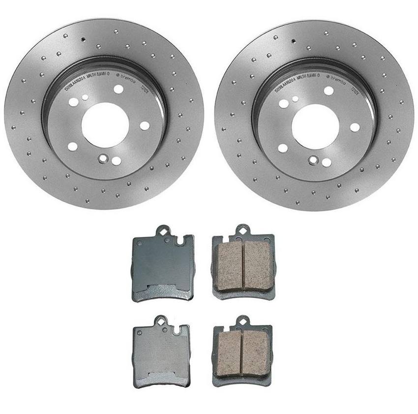 Mercedes Disc Brake Pad and Rotor Kit - Rear (290mm) (Xtra) (Ceramic) (EURO) 210423101264 - Akebono Euro Ultra-Premium 4122312KIT